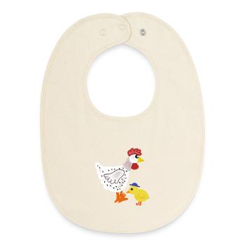Poulet coloré avec poussins enfants de Pâques - Bavoir bébé bio - écru doux - Devant