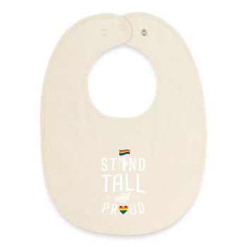 Stand Tall and Proud Rainbow Pride Quote Graphic - Baby Organic Lätzchen - Natur - Vorne