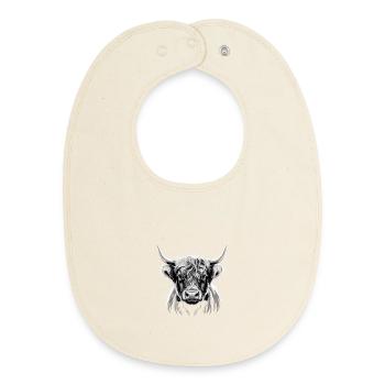 Highland cattle - Baby Organic Bib - soft Ecru - Front