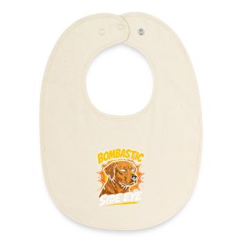 Bombastic Side Eye Dog - Baby Organic Bib - soft Ecru - Front