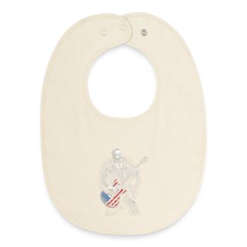Theodore Roosevelt Gitarrist mit Flaggen Gitarre - Baby Organic Lätzchen - Natur - Vorne