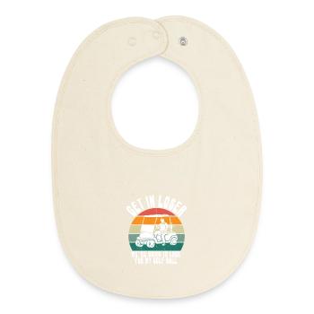 Retro Golf Cart Sunset - Baby Organic Bib - soft Ecru - Front
