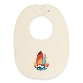 Surfboard - Baby Organic Bib - soft Ecru - Front