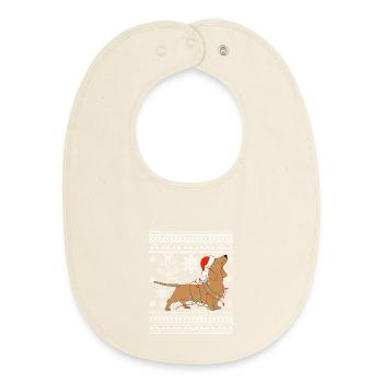 Dachshund in Christmas mode - Baby Organic Bib - soft Ecru - Front