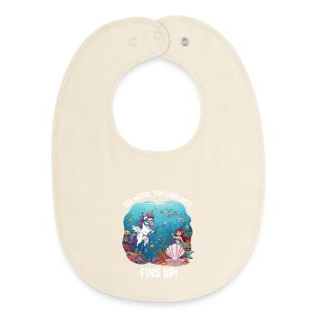 Sea Magic with Unicorn - Baby Organic Bib - soft Ecru - Front