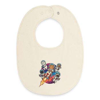 Galactic Astronaut Cat - Baby Organic Bib - soft Ecru - Front