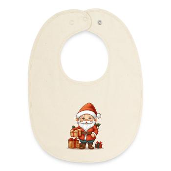 Gnome de Noël - Bavoir bébé bio - écru doux - Devant