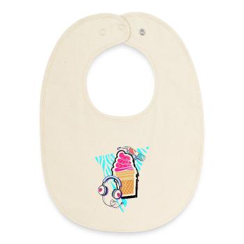 Musik und Gelato Eis - Baby Organic Lätzchen - Natur - Vorne