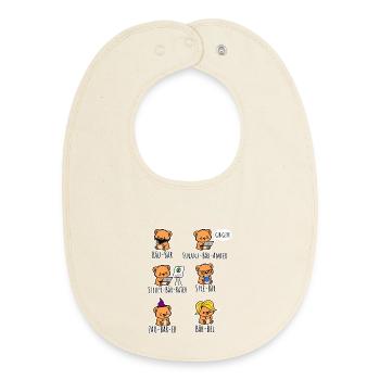Cute Bear Friends - Little Bears Have Jobs! - Baby Organic Bib - soft Ecru - Front
