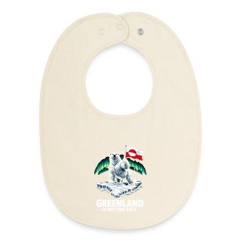 greenland is not for sale Flag Bear Saying - Baby Organic Bib - soft Ecru - Front