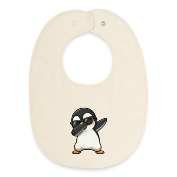 Dabbing Pingouin - Bavoir bébé bio - écru doux - Devant