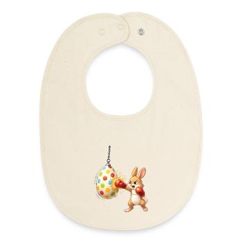 Boxender Osterhase mit Osterei-Boxsack - Baby Organic Lätzchen - Natur - Vorne