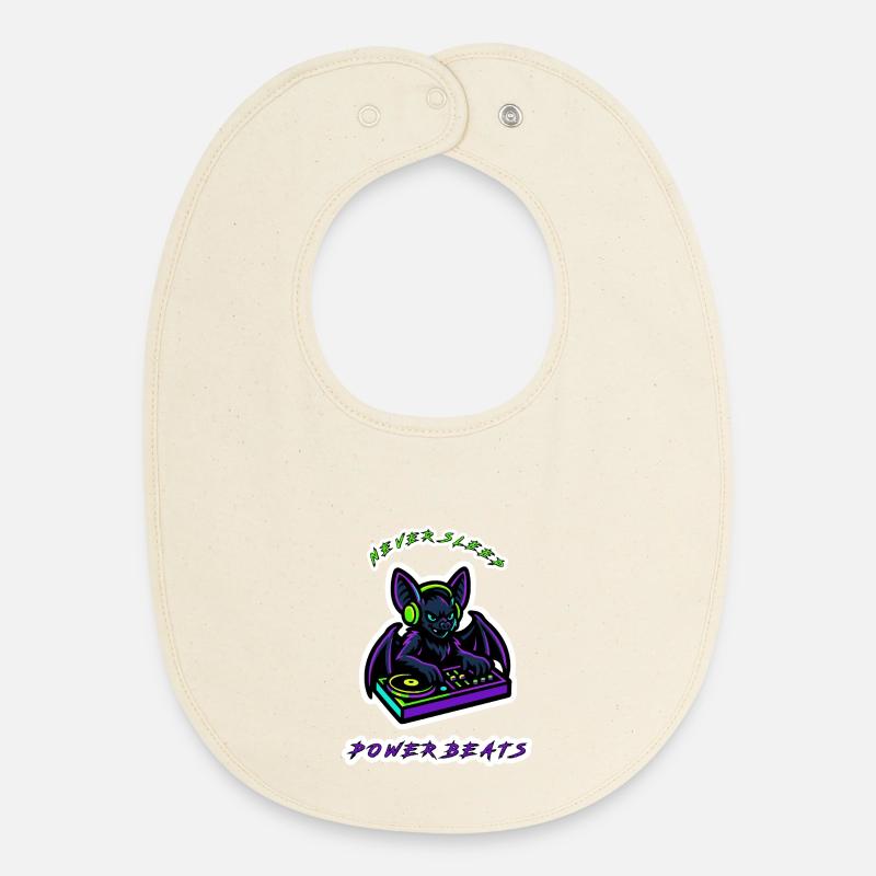 Neon Bat DJ Power Beats - Bavoir bébé bio - écru doux