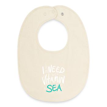 I Need Vitamin Sea Summer Saying - Baby Organic Bib - soft Ecru - Front