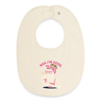 Pink Retro Skeleton with Coffee and Heart Shades - Baby Organic Bib - soft Ecru - Front