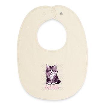 Lila Kätzchen-Weihnachtskater Catmas - Baby Organic Lätzchen - Natur - Vorne