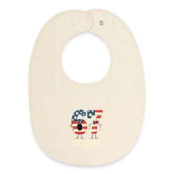 US Flag 67 Memes Six Seven - Baby Organic Bib - soft Ecru - Front
