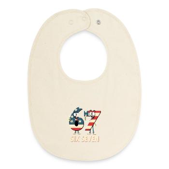 US Flag 67 Memes Six Seven - Baby Organic Bib - soft Ecru - Front