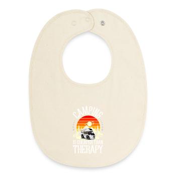 Camping Campen Camper - Bavoir bébé bio - écru doux - Devant