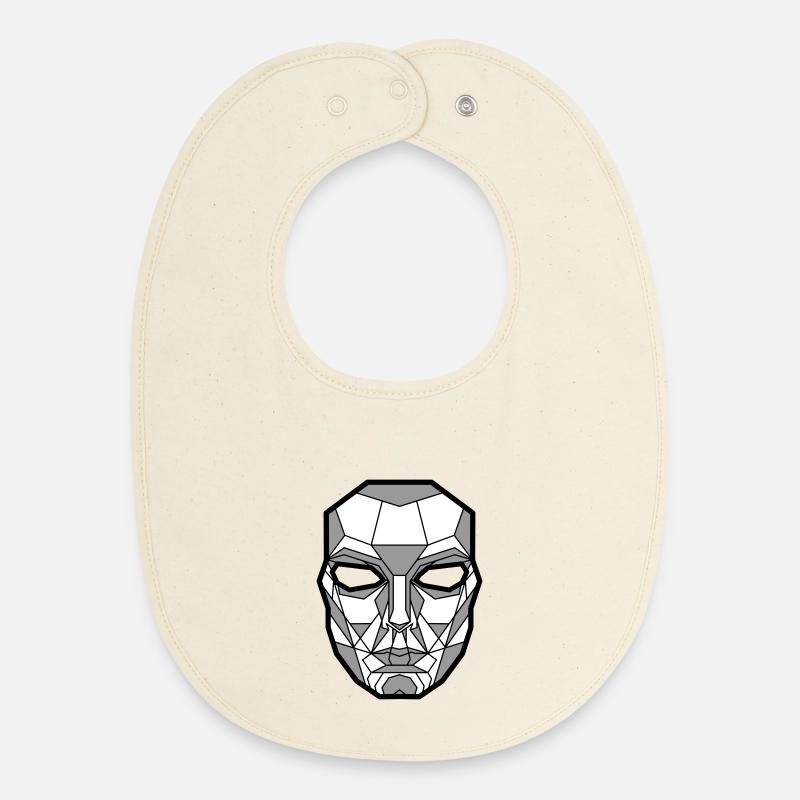 Masque de squelette géométrique - Bavoir bébé bio - écru doux