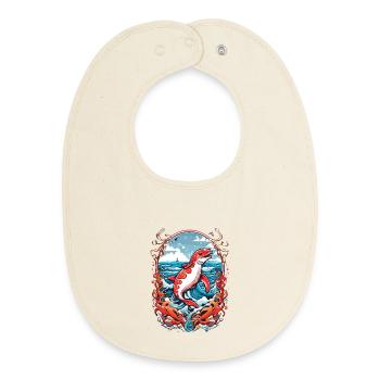 Sea creatures - Baby Organic Bib - soft Ecru - Front