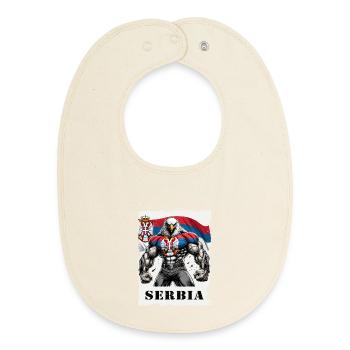 Design de musculation Serbia Eagle - Bavoir bébé bio - écru doux - Devant