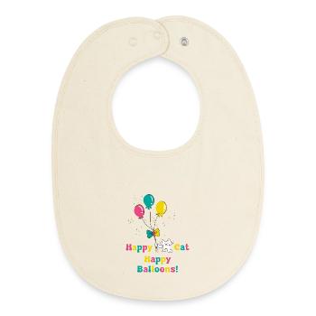 Happy Cat Happy Baloons - Baby Organic Bib - soft Ecru - Front