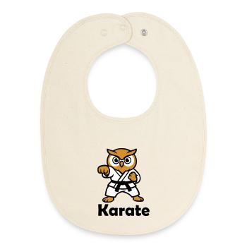 Karate Owl - Baby Organic Bib - soft Ecru - Front