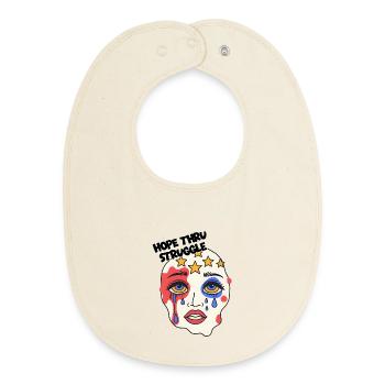 Hope thru Struggle Mask - Baby Organic Bib - soft Ecru - Front