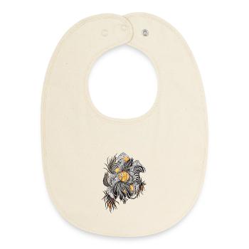Noir Blossoms Accents d’orange - Bavoir bébé bio - écru doux - Devant