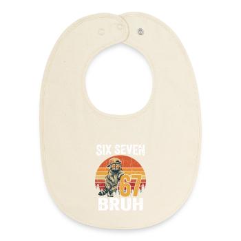 Six Seven 67 Raccoon Sunglasses Brew Meme - Baby Organic Bib - soft Ecru - Front