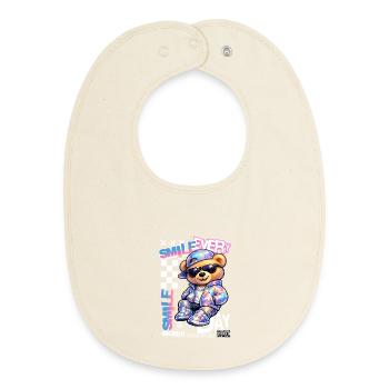 Sourire coloré à la mode ours tous les jours - Bavoir bébé bio - écru doux - Devant