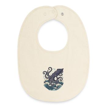 Calmar Géant Kraken des Profondeurs - Bavoir bébé bio - écru doux - Devant