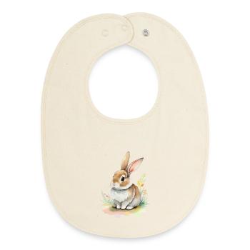 Lapin mignon - Bavoir bébé bio - écru doux - Devant