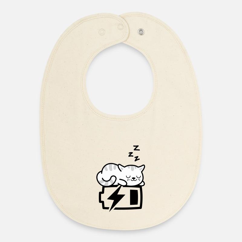 Sleepy Kitty (Couleur Changeante - 3 couleurs) - Bavoir bébé bio - écru doux