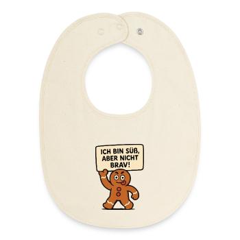 I'm cute, but not good - Baby Organic Bib - soft Ecru - Front