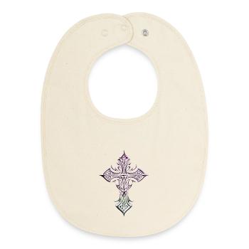Irisierendes gotisches Kreuz Templer-Flair - Baby Organic Lätzchen - Natur - Vorne