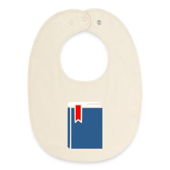 Buch Symbol Icon Blau - Baby Organic Lätzchen - Natur - Vorne