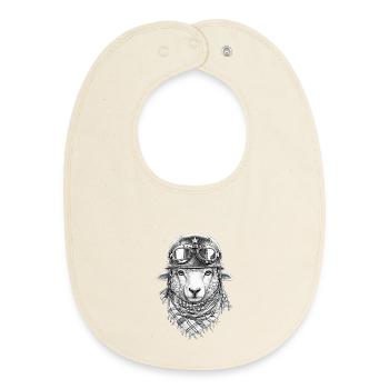 Sheep in vintage look - Baby Organic Bib - soft Ecru - Front