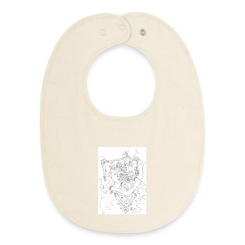 Isolated Craziness, Black and White variant - Baby Organic Bib - soft Ecru - Front