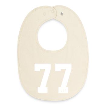 77 EST – Faute de frappe audacieuse et style de fond de teint - Bavoir bébé bio - écru doux - Devant
