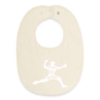 Baseball Slogan - Baby Organic Bib - soft Ecru - Front