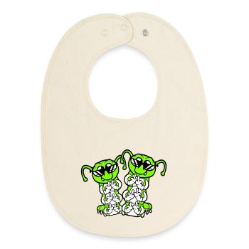 2 Raupe Mittelfinger Beleidigung Sonnenbrille Team - Baby Organic Lätzchen - Natur - Vorne