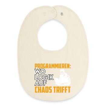 PROGRAMMING WHERE LOGIC MEETS CHAOS Funny - Baby Organic Bib - soft Ecru - Front