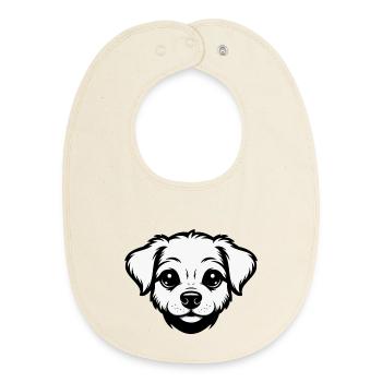 Cute puppy design - Baby Organic Bib - soft Ecru - Front