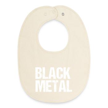 Black Metal Distressed Text - Baby Organic Bib - soft Ecru - Front