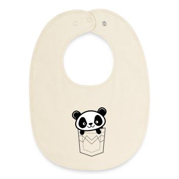 Panda qui regarde depuis sa poche - Bavoir bébé bio - écru doux - Devant