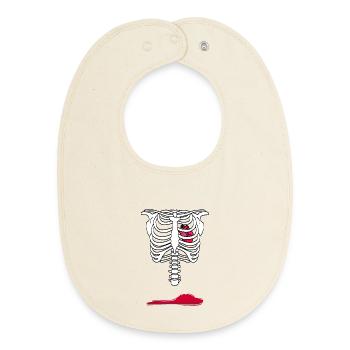 Rib cage with heart and pool of blood - Baby Organic Bib - soft Ecru - Front