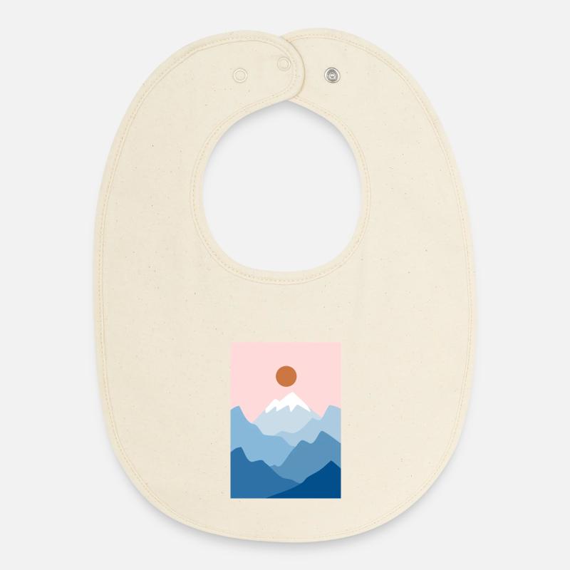 Mountain Landscape 2 - Baby Organic Bib - soft Ecru
