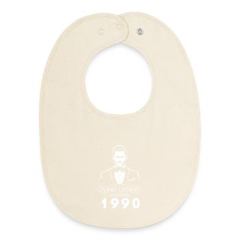 35th Birthday Living Legend (GENT) since 09/1990 - Baby Organic Bib - soft Ecru - Front